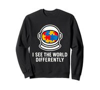 I See The World Differently Autism Astronaut Puzzle Sweatshirt