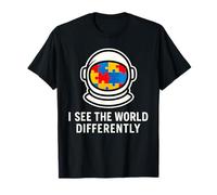 I See The World Differently Autism Astronaut Puzzle T-Shirt