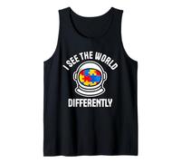 I See The World Differently Autism Astronaut Puzzle Tank Top