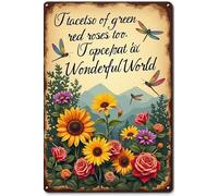I See Trees of Green Red Roses Too I See Them Bloom for Me and You and I Think to Myself What A Wonderful World Metal Tin Sign for Wall Decor Iron Door Accessories Poster Gifts12X8 Inch