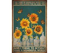 I See Trees of Green Red Roses Too I See Them Bloom for Me and You Flower Decor Poster Wall Art Tin Sign Decor Metal Sign Poster 8X12 Inches