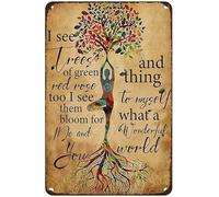 I See Trees Of Green Red Roses Too I Think To Myself What A Wonderful World Retro Metal Tin Sign Wall Decor Home Garden Cafes Kitchen Man Cave Art Metal Sign 5.5X8 Inch