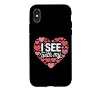 I See With My Heart Cute Romantic Valentine Love Rebus Case for iPhone X/XS