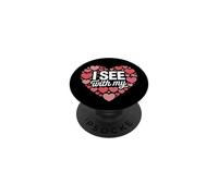I See With My Heart Cute Romantic Valentine Love Rebus PopSockets Adhesive PopGrip