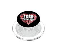 I See With My Heart Cute Romantic Valentine Love Rebus PopSockets PopGrip for MagSafe