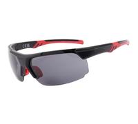 I-Sential Bifocal Reading Sunglasses Matt Black Smoke Black UV400 Protection Lens Red Rubber Nose Rest & Temple Ends Mens Womens Case & Cloth Tinted Sun Readers Glasses +1.25 | EW629