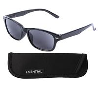 I-Sential Black Reading Sunglasses Tinted Sun Readers Glasses Flex Temples Smoke Black UV400 Lens Mens Womens Retro Classic With Case 1.5
