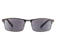 I-Sential Reading Sunglasses Grey Metal Front & Black Flex Temples Mens Womens UV Protection Sun Readers Tinted Glasses & Case +2.75