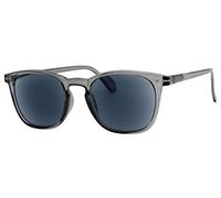 I-Sential Reading Sunglasses Translucent Grey Flex Temples UV400 Black Lens Sun Readers Mens Womens Tinted Glasses & Case +1.00