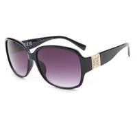 I-Sential Reading Sunglasses Women Ladies Case & Cloth Black Frame Gold Decor & Shiny Stones Gradient Lens UV400 Protection Tinted Sun Readers Glasses 2.0 | EW626