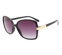 I-Sential Reading Sunglasses Womens Black Square Frame Gradient Lens Gold Trim Case & Cloth UV400 Protection Tinted Sun Readers Glasses 2.5 | EW627