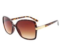 I-Sential Reading Sunglasses Womens Demi Brown Square Frame Gradient Lens Gold Trim Case & Cloth UV400 Protection Tinted Sun Readers Glasses 2.0 | EW627