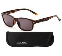 I-Sential Tortoise Brown Reading Sunglasses Tinted Sun Readers Glasses Flex Temples Smoke Black UV400 Lens Mens Womens Retro Classic With Case 2.75