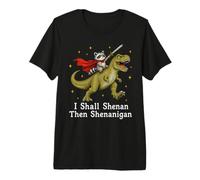 I Shall Shenan Then Shenanigan Raccoon Knight Riding T-Rex Premium T-Shirt