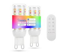 I-SHUNFA G9 RGB LED Bulbs with Remote Control and App Control,G9 LED Dimmable Bluetooth Bulb,AC 230V,2700K-6500K,Brightness Adjustable 1%-100% 4W 400LM,Timing Function (2 Pack with Remote Control)