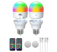 I-SHUNFA USB-C Rechargeable E27 LED Bulb 7W with Remote Control, 2 Pack