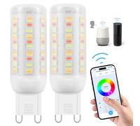 I-SHUNFA Wi-Fi RGBCW Smart G9 LED Bulbs,Compatible with Alexa/Google Home,Multicolour Dimmable,2700K-6500K,4W,400LM AC 230V,Brightness Adjustable 1%-100%,with Musical Rhythm LED Light Bulb,2 Pack