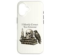 I Silently Correct Your Grammar Skull Raven Funny Teacher Case for iPhone 16