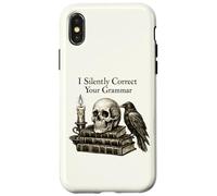 I Silently Correct Your Grammar Skull Raven Funny Teacher Case for iPhone X/XS