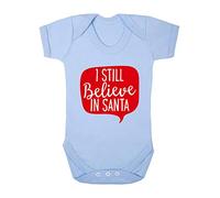 I sill Believe in Santa Speech Bubble [BCX] Baby Grow Vest, 0-3 Months, Pastel Blue