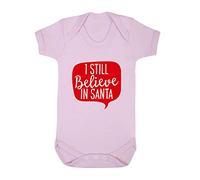 I sill Believe in Santa Speech Bubble [BCX] Baby Grow Vest, 6-12 Months, Pastel Pink