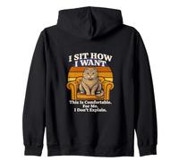 I Sit How I Want Comfortable Cat Attitude Retro Zip Hoodie