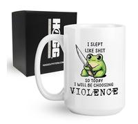I Slept Like S So Today I'm Choosing Violence Mug, 15oz Ceramic Frog Coffee Mug, I Slept Like , I Choose Violence, Frog Cup, Gag Gift for Women, White Elephant Gift, Funny Coffee Cup, Secret Santa