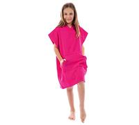 i-Smalls Boys Girls Hooded Robe Poncho Swimming Bath Cover Up With Deep Kangaroo Pockets (6-9 years) Hot Pink