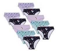 i-Smalls Girls 10-Pack Cotton Briefs Cool & Trendy Designs for Ages 7-13 Unicorns, Leopard Print, Stars & Stripes (13) Stars&Dots