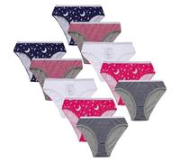 i-Smalls Girls 10-Pack Cotton Briefs Dreamy Moon & Stars, Adorable Pups & Playful Polka Dots Soft, Cozy & Fun! (9-10) Dots&Stripes