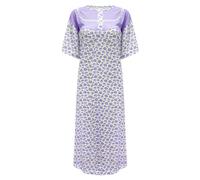 i-Smalls Ladies 100% Cotton Floral Nightdress Short Sleeve Lightweight Vintage Nighty (XL) Purple