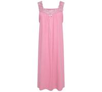 i-Smalls Ladies Crochet Lace Net Embroidery Sleeveless 100% Cotton Long Nightdress Nighty (XXL) Pink