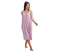 i-Smalls Ladies Crochet Lace Pleated Summer Lightweight Sleeveless 100% Soft Cotton Long Nightdress