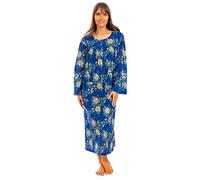 i-Smalls Ladies Easy Fit Long Nightshirt 100% Cotton with Lace Detail (L) Blue Dark