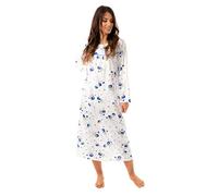 i-Smalls Ladies Easy Fit Long Nightshirt 100% Cotton with Lace Detail (M) Blue Rose