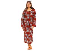 i-Smalls Ladies Easy Fit Long Nightshirt 100% Cotton with Lace Detail (XL) Red Dark