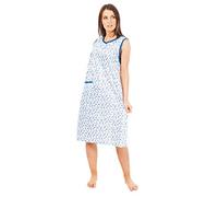 i-Smalls Ladies Floral Nightdress 3 Button Front Pocket with Lilac Eye Mask (2XL) Blue