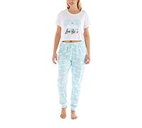 i-Smalls Ladies Long Cotton Pyjama Set Swan Love Print (Blue) 8-10