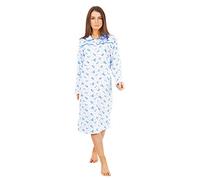 i-Smalls Ladies Long Sleeve Brushed Cotton Nightdress Soft & Warm Floral Print Nightie Classic Button Neck Sizes S-XL