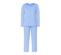 i-Smalls Ladies Long Sleeve Button Down Cotton Rich Floral Printed S - 6XL Women Nightwear Soft Pyjama Set (XXL) Blue