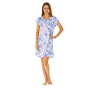 i-Smalls Ladies Nightshirt All Over Roses Ultra Soft Cotton Short Sleeves with no buttons (Blue) S-M