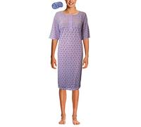 i-Smalls Ladies Nightshirt Nightwear Floral Ultra Soft Cotton with Lilac Eye Mask (16-18) Purple