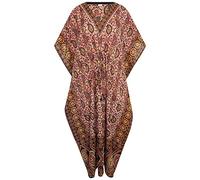 i-Smalls Ladies Oversized Kimono Kaftan Bold Print Nightdress Nightgown (One Size) Black