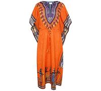 i-Smalls Ladies Oversized Kimono Kaftan Bold Print Nightdress Nightgown (One Size) Orange