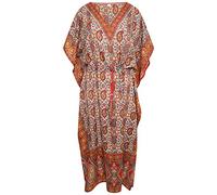 i-Smalls Ladies Oversized Kimono Kaftan Bold Print Nightdress Nightgown (One Size) Red