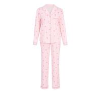 i-Smalls Ladies' Single Jersey Pyjama Set - Long Sleeve Button-Up Top & Bottoms - Cute Heart & Teddy Bear Prints (Hearts) 8-10