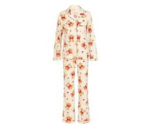 i-Smalls Ladies' Single Jersey Pyjama Set - Long Sleeve Button-Up Top & Bottoms - Cute Heart & Teddy Bear Prints (Teddy) 8-10