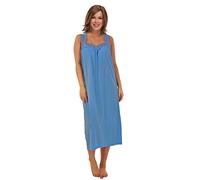 i-Smalls Ladies Sleeveless Plain 100% Cotton Nightshirt Nightie (M) Turquoise Lace