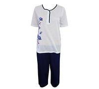 i-Smalls Ladies Spot Floral 3/4 Pyjamas Button Front with Lilac Eye Mask (S) Navy