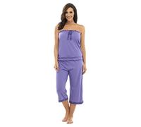 i-Smalls Ladies Strapless Bandeau Summer Pyjama Set with Tribal Print Trim Lilac